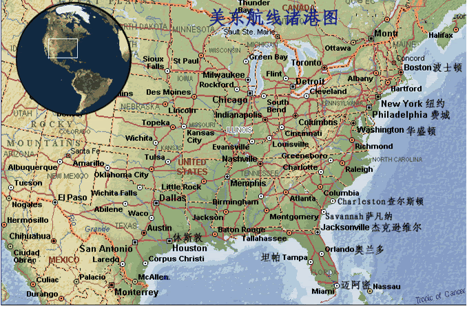 美国港口地图分布图图片